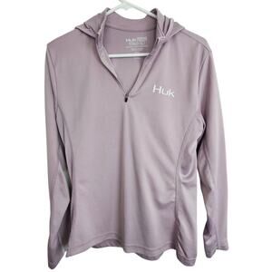 Huk Icon X Hoodie Womens Fishing Shirt Size L Purple Gorpcore Outdoor Stretch